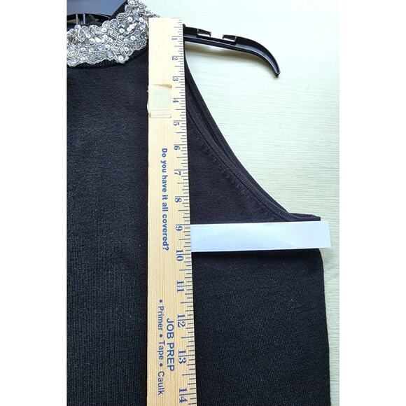 TOP-INC INTERNATIONAL CONCEPTS-Black-Beads-Sequins-Lace Collar-Snap Back-SIZE MP - Picture 15 of 15